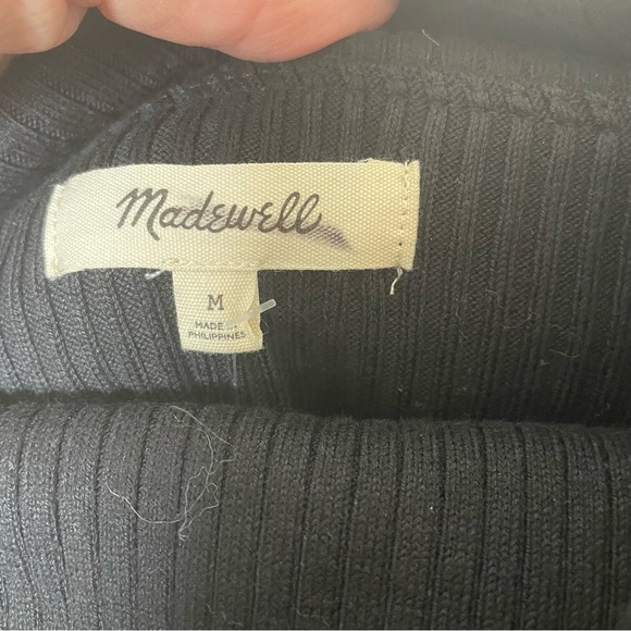 NEW WITH TAGS Madewell Black Off Shoulder Ribbed Long Sleeve Top in Size Medium - Picture 7 of 7
